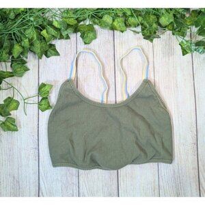 Free People Movement Women's Sports Bra Top Twist Back Green Ribbed Size XS